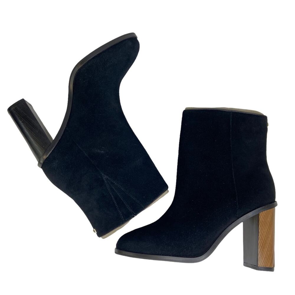 New Ted Baker Orbida Black Suede Block Heel Ankle Boots Size 35.5 - Picture 14 of 16